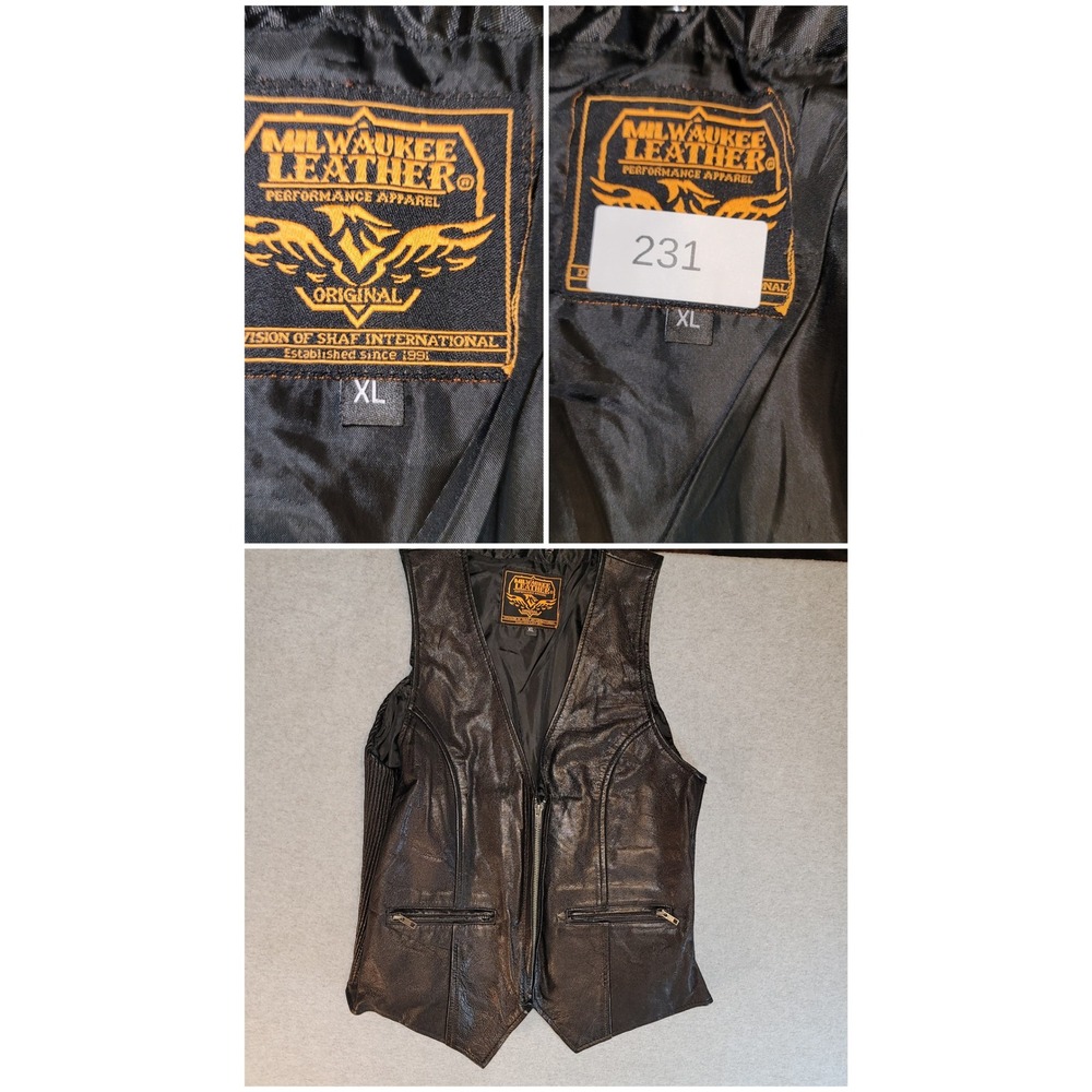 Milwaukee Leather Womens Black Biker Motorcycle Vest Ribbed Sides XL 231